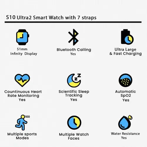 S10 Ultra2 Smart Watch Ultimate Fitness Tracker Heart Rate Monitoring & Waterproof Performance