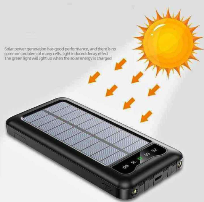 QTech Solar Power Bank – High-Capacity Portable Charger with Eco-Friendly Solar Charging